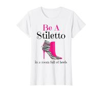 Ser un Stiletto en una habitación Llena de Tacones Divertido señora Jefe Mujeres Camiseta gráfica económica, Mujer, Blanco, XL
