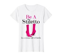 Ser un Stiletto en una habitación Llena de Tacones Divertido señora Jefe Mujeres Camiseta gráfica económica, Mujer, Blanco, XS