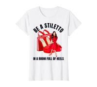 Ser un Stiletto en una habitación Llena de Tacones Divertido señora Jefe Mujeres Camiseta gráfica económica, Mujer, Blanco, L