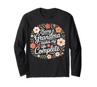 Ser una Abuela Hace mi Vida Completa Cita Floral Manga Larga