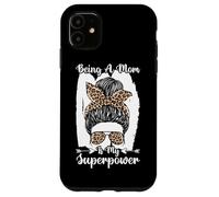 Ser una mamá es mi Superpoder desordenado moño Leopardo Día de la Madre Carcasa para iPhone 11