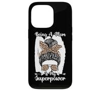 Ser una mamá es mi Superpoder desordenado moño Leopardo Día de la Madre Carcasa para iPhone 13 Pro