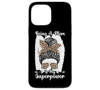 Ser una mamá es mi Superpoder desordenado moño Leopardo Día de la Madre Carcasa para iPhone 13 Pro MAX