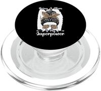 Ser una mamá es mi Superpoder desordenado moño Leopardo Día de la Madre PopSockets PopGrip para MagSafe
