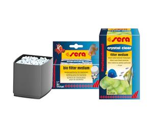 sera 32415 Scaper Cube - Juego de medios filtrantes para ampliar el serafil 60 y 120, siporax mini 35 g y cristal transparente 12 unidades (bolas de algodón filtrante)