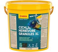 Sera Cichlid Herbivore Granules XL 10L (3,6kg) | Alimento para Grandes cíclidos herbívoros | Granulado Flotante con 10% de espirulina | con Ingredientes Vegetales | para digestión y Colores óptimos