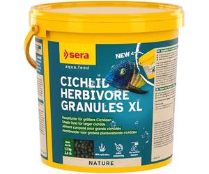 Sera Cichlid Herbivore Granules XL 3,8L | Alimento para cíclidos Grandes herbívoros | Granulado Flotante con 10% de espirulina | para cíclidos Que se alimentan de Plantas y Algas