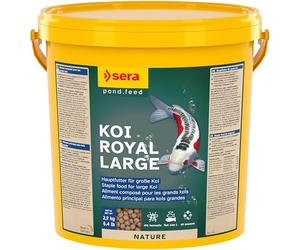 sera koi Royal Large 10 L 2,9 KG | Alimento Principal para Koi Grandes a Partir de 25 cm | Granulado Flotante con 4% de harina de Insectos | para Crecimiento, defensas y alimentación Todo el año