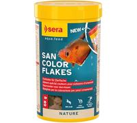Sera San Nature Colorfutter 250 ml (60g) | para Peces Ornamentales devoradores Superficiales | sin colorantes Artificiales y conservantes | con 10% Krill y Algas Haematococcus | para el Desarrollo