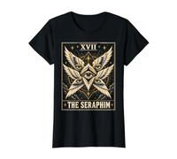 Serafín, ángel bíblico, Ojos celestiales, Arte, no tengas Miedo Camiseta gráfica económica, Mujer, Negro, XS