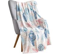 Serafina Home Manta Decorativa Costera de Ocean Life: Suave Forro Polar de Terciopelo de Felpa calmante Tonos Azules y Rosa Coral Suave, Acento para sofá, Silla, Cama o Dormitorio (Kai)