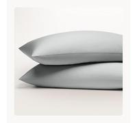 Seralino Funda de almohada de raso, 70 x 90 cm, color gris y azul (juego de 2), 100 % algodón orgánico, suave y transpirable, funda de almohada con certificado Fairtrade/Oeko-Tex, fundas de almohada
