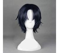Seraph of The End Guren Ichinose Azul marino Corto Recto Pelo sintético Resistente al calor Cosplay Fiesta de Halloween + Gorra de peluca gratis