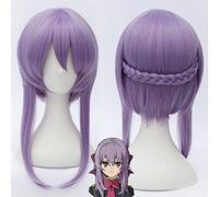 Seraph of the End Hiiragi Shinoa Pelucas Light Purple Resistente al calor Pelo sintético Perucas Anime Disfraz Cosplay Peluca + Peluca Cap KUXD0077