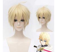 Seraph of The End Mikaela Hyakuya 35cm Pelucas de Cosplay rectas cortas para hombre Niños Pelo sintético resistente al calor Anime Pelo falso