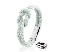 SERASAR 18cm Azul Claro Pulsera de Cuero para Mujer con Joyero - Pulseras Brazaletes Joyeria Bisuteria Regalos Parejas Mama Hermana Hija Leather Bracelet Women Gift Box Present