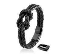 SERASAR 20cm Negro Pulsera de Cuero para Mujer Con Joyero - Pulseras Brazaletes Joyeria Bisuteria Regalos Parejas Mama Hermana Hija Leather Bracelet Women Gift Box Present