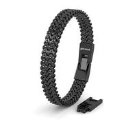 SERASAR Brazalete De Acero Inoxidable Negro Para Hombre Brazalete De Acero Inoxidable Para Hombre Joyería De Acero Inoxidable Para Hombre Brazalete De Acero Inoxidable Para Hombre Regalo Para Hombre