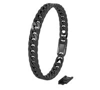 SERASAR Brazalete de Acero Inoxidable Negro Para Hombre Joyería Regalo