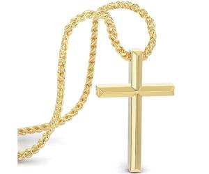 SERASAR Cadena De Oro Hombres Cruz - 60cm Cristiana Crucifijo Navidad Regalo Boda Collar
