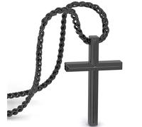 SERASAR Cadena Hombres Collar Con Colgante De Acero Inoxidable - 60cm Negro Joyero Regalo Cruz Joyería Banda Jesús Trigo