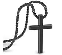 SERASAR Cadena Hombres Collar Con Colgante De Acero Inoxidable - 60cm Negro Joyero Regalo Cruz Joyería Banda Jesús Trigo