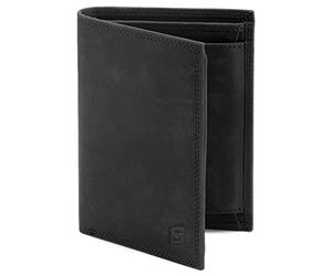 SERASAR | Cartera de Cuero Genuino para Hombre | Protegido por RFID | Negro | 12 Ranuras para Tarjetas | Caja de Regalo Incluida | Billetera de Cuero para Varón | Monedero de Marido