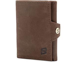 SERASAR | Cartera De Cuero para Hombre [Genius] | Cuero Genuino | Marrón Protegido contra RFID | 12 Ranuras para Tarjetas | Caja De Regalo Incluida | Bolsa De Hombre | Bolso De Cuero