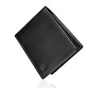 SERASAR | Cartera de Hombre Negra con Protección RFID y Caja Regalo Cartera de Piel Bolso Monedero Negro Monederos Estuche para Muchacho Bolso Piel | con Cerradura de Seguridad