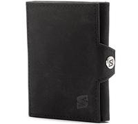 SERASAR Cartera Hombre Piel [Genius] RFID Negro/Marrón Caja Regalo