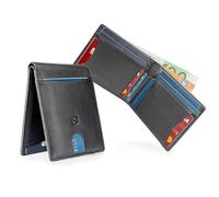 SERASAR Cartera Hombre Piel Premium Negra 11 Tarjetas RFID Caja Regalo