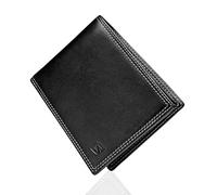 SERASAR Cartera Hombre Piel [Space] RFID Negro/Blanco 12 Tarjetas Regalo