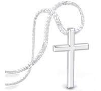 SERASAR Collar Cruz Cadena para Hombre con Colgante Joyería de Plata Eslabones Cubanos Jesús Regalo Cruzada