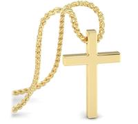 SERASAR Collar Cruz Hombre Acero Inoxidable 50cm Oro Idea Regalo