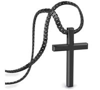 SERASAR Collar Cruz Hombre Acero Inoxidable 60cm Negro Regalo