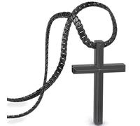 SERASAR Collar Cruz Hombre Colgante Cruz 50cm Negro Acero Inoxidable