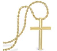 SERASAR Collar Cruz Hombre Colgante Cruz 60cm Oro Jesús Regalo