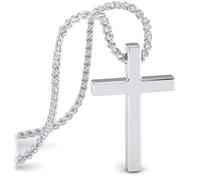 SERASAR Collar Cruz Hombre con Colgante 60cm Plata Idea Regalo
