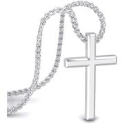 SERASAR Collar Cruz Hombres Cadena Colgante 50cm Plata Joyería Idea De Regalo Jesús Cruces