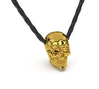 SERASAR Collar Cuero con Calavera para Hombre de Muchacho, Oro Tribal Masculino 50cm Joyas Hombres Regalo