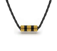 SERASAR Collar Hombre Cuero Colgante Oro Acero 316L Talismán Сaballero 50cm