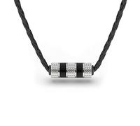 SERASAR Collar Hombre Cuero Colgante Plata Regalo Marido Novio Navidad 60cm