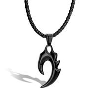 SERASAR Collar Hombre Cuero Llama Negra Tribal Regalo Cumpleaños Hijo 60cm
