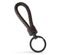 SERASAR Llavero Anillo de Cuero de Acero Inoxidable Caja de Regalo Hombres Mujeres