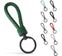 SERASAR Llavero de Cuero con Anilla de Acero Inoxidable [Strong] - Anillas Adicionales para Llaves Pequeñas - Ideal para Llaves de Coche, Motocicleta, Bicicleta y Casa - Con Caja de Regalo