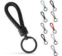 SERASAR Llavero de Cuero con Anillo de Acero Inoxidable Caja de Regalo Hombres Mujeres