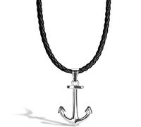 SERASAR Premium Collar de Cuero Hombres | Colgante de Acero Inoxidable | Cierre Seguro | Tres Colores | Caja de Joyería Incluida