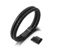 SERASAR, Pulsera de Cuero para Hombre "Doble" Regalo de cumpleaños para padre