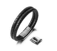SERASAR, Pulsera de Cuero para Hombre "Doble" Regalo de cumpleaños para padre