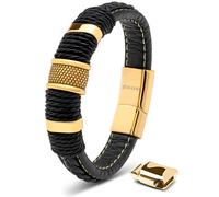 SERASAR Pulsera Cuero Hombre Oro Dorado 23cm Pulseras Hombres Brazaletes Pulso Muñequeras Bisutería Joyeria Cuerdas Bracelet Men Jewellery Unisex